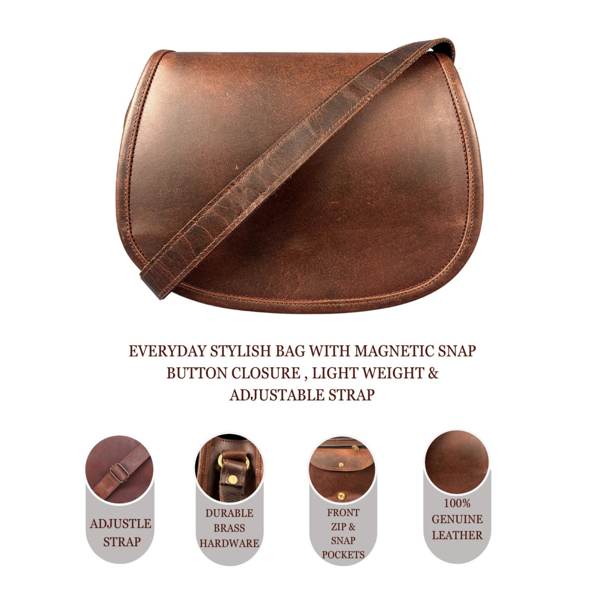  Women's Saddle Crossbody Handbag Genuine Leather Evening Shoulder Sling Bag